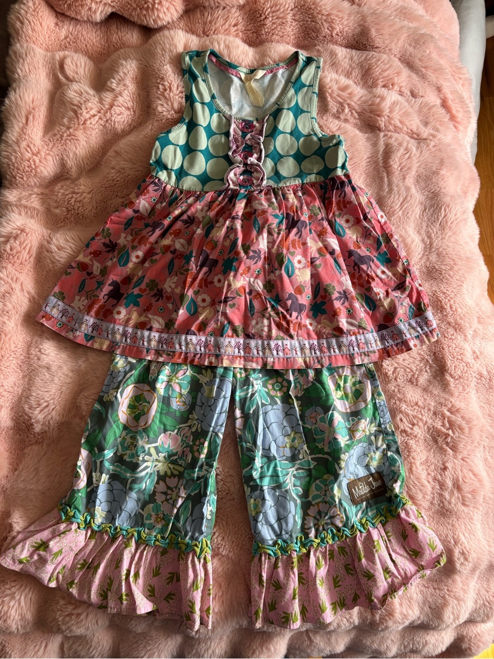 Matilda Jane Pastel Floral Mix Top and Pant Set in Teal, Lavender, and Mint